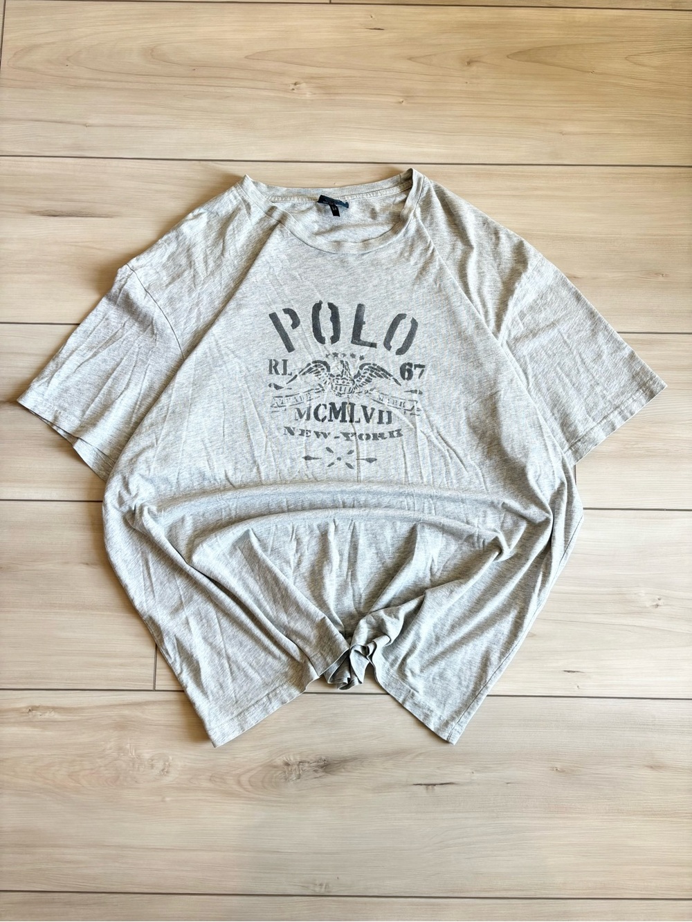 Polo by Ralph Lauren Vintage 90s New York Men’s Gray Graphic Short Sleeve Tee